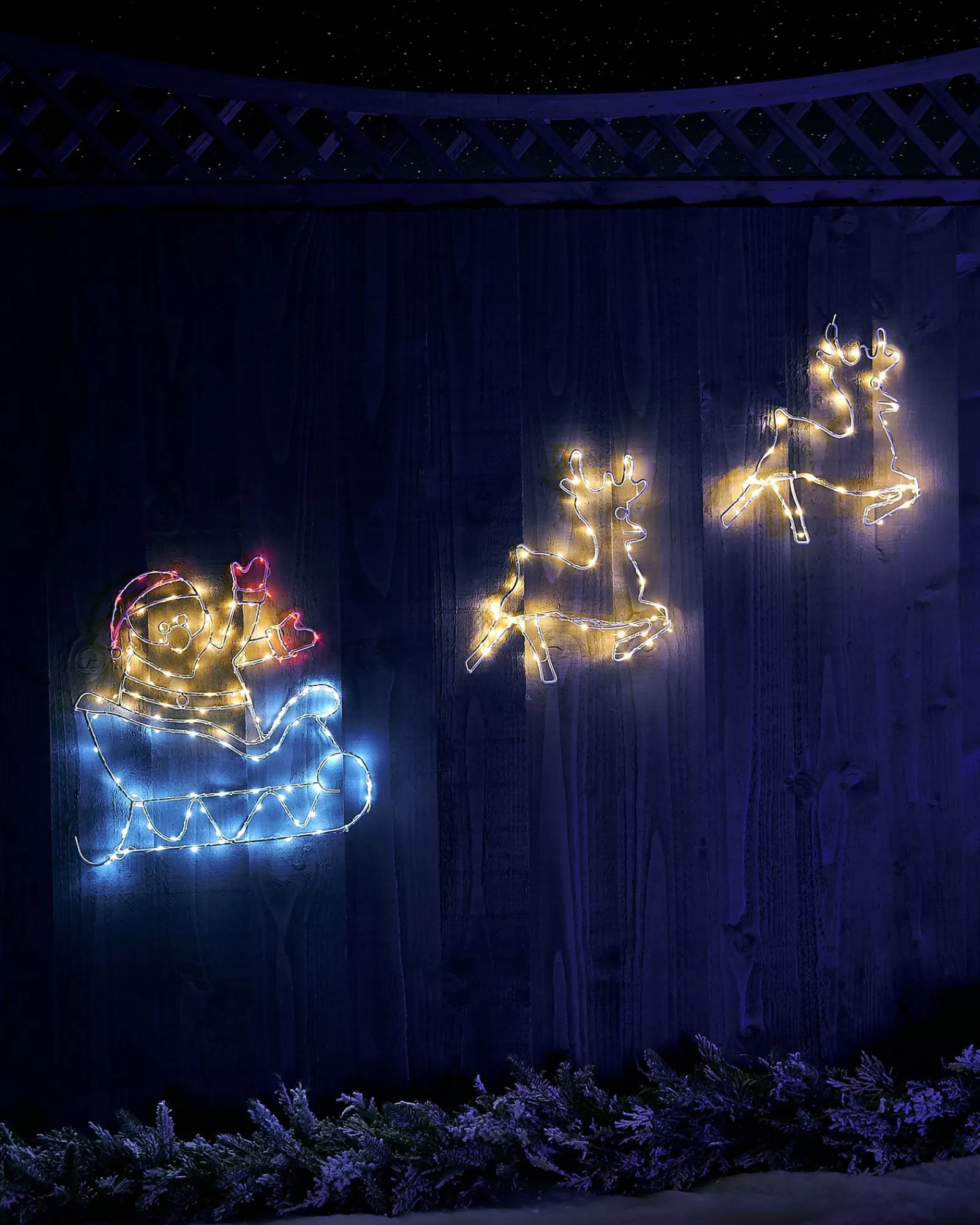 WeRChristmas Christmas Characters | Outdoor Lighted Reindeer^Animated Reindeer With Santa Sleigh Rope Light Silhouette, 1 M