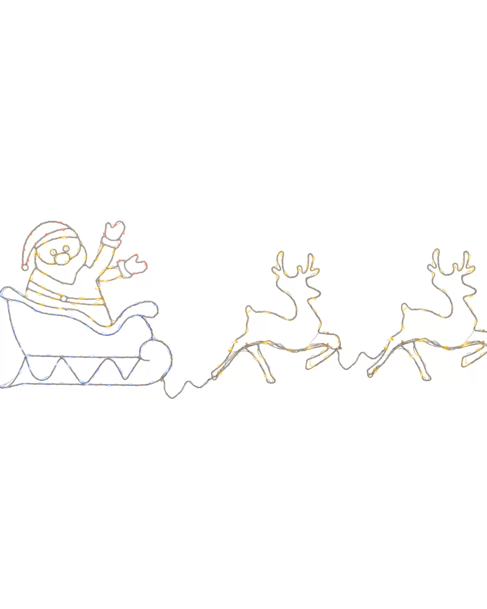WeRChristmas Christmas Characters | Outdoor Lighted Reindeer^Animated Reindeer With Santa Sleigh Rope Light Silhouette, 1 M