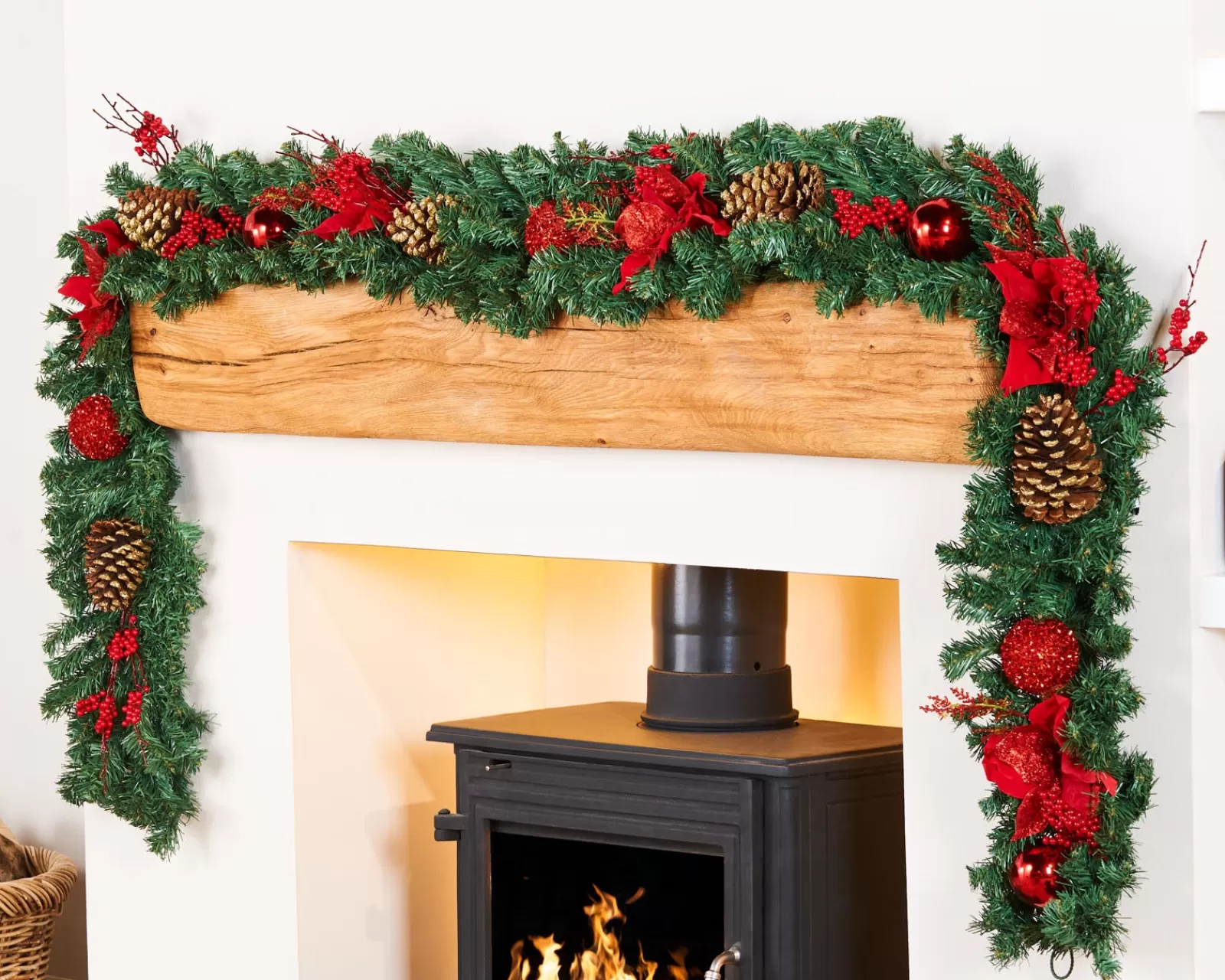 WeRChristmas Decorated Garlands | Pre Lit Garlands^Extra Thick Decorated Garland, Red/Gold, 9 Ft