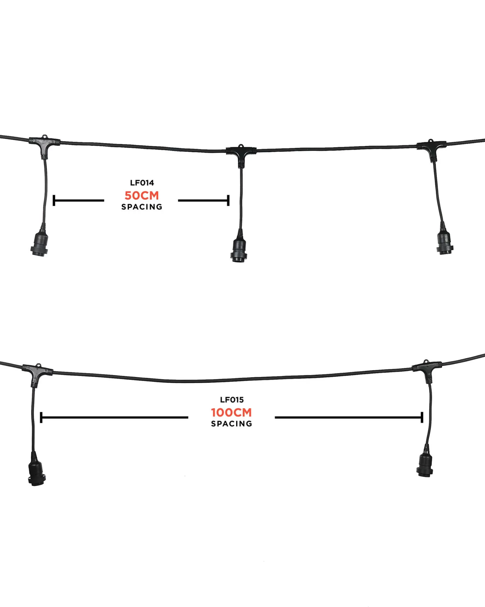 WeRChristmas Link Festoon | Festoon Lights^LINK FESTOON E27 Long Drop Belt, Connectable, 10 Sockets, 100 Cm Spacing