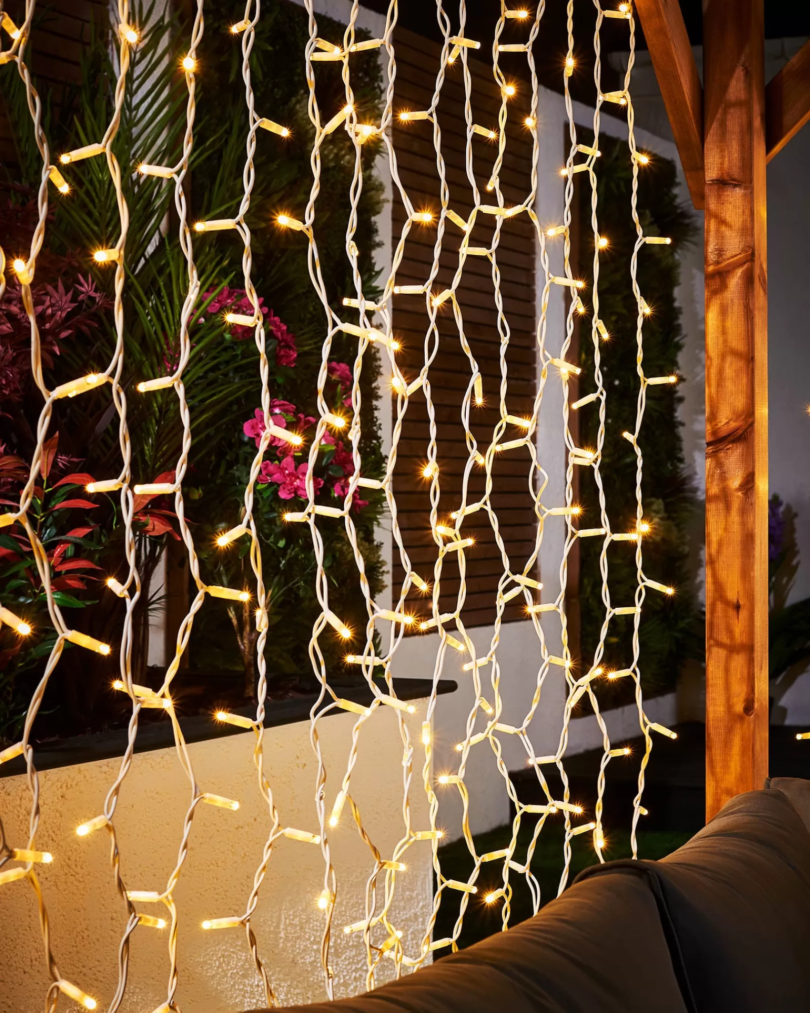 WeRChristmas Link Pro | Curtain & Net Lights^LINK PRO LED Curtain Lights, White Cable, 2.5 M Drop, Warm White