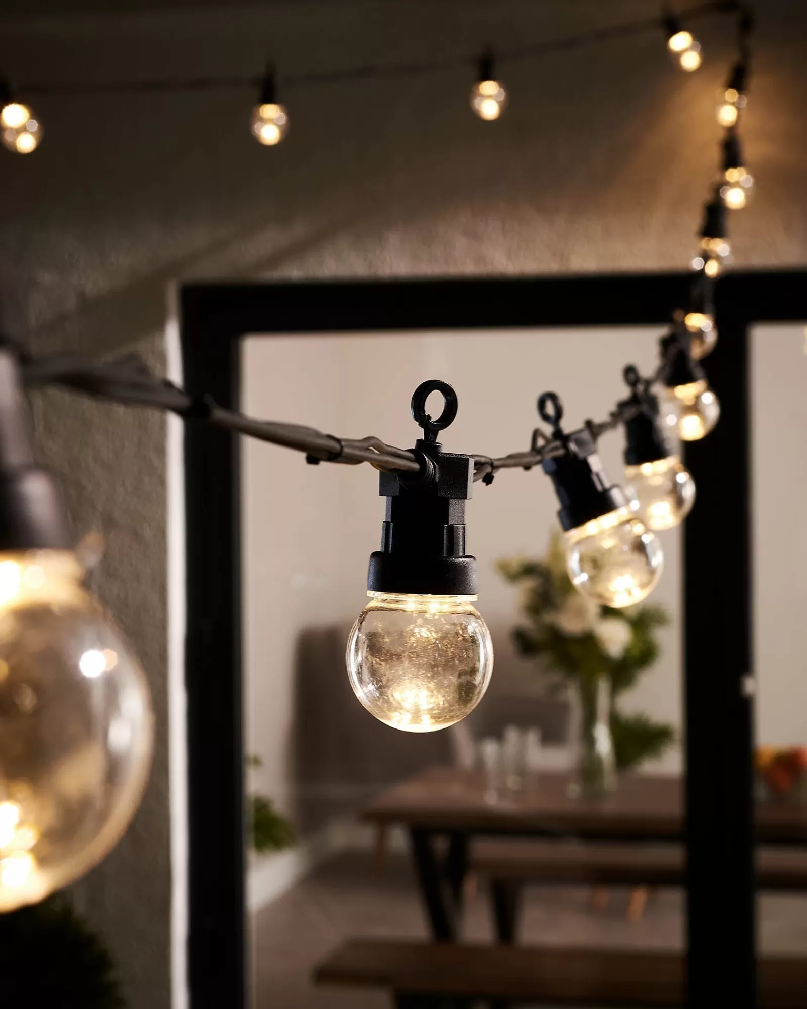 WeRChristmas Link Pro | Festoon Lights^LINK PRO LED Festoon Lights, Clear Bulb, Black Cable, Warm White
