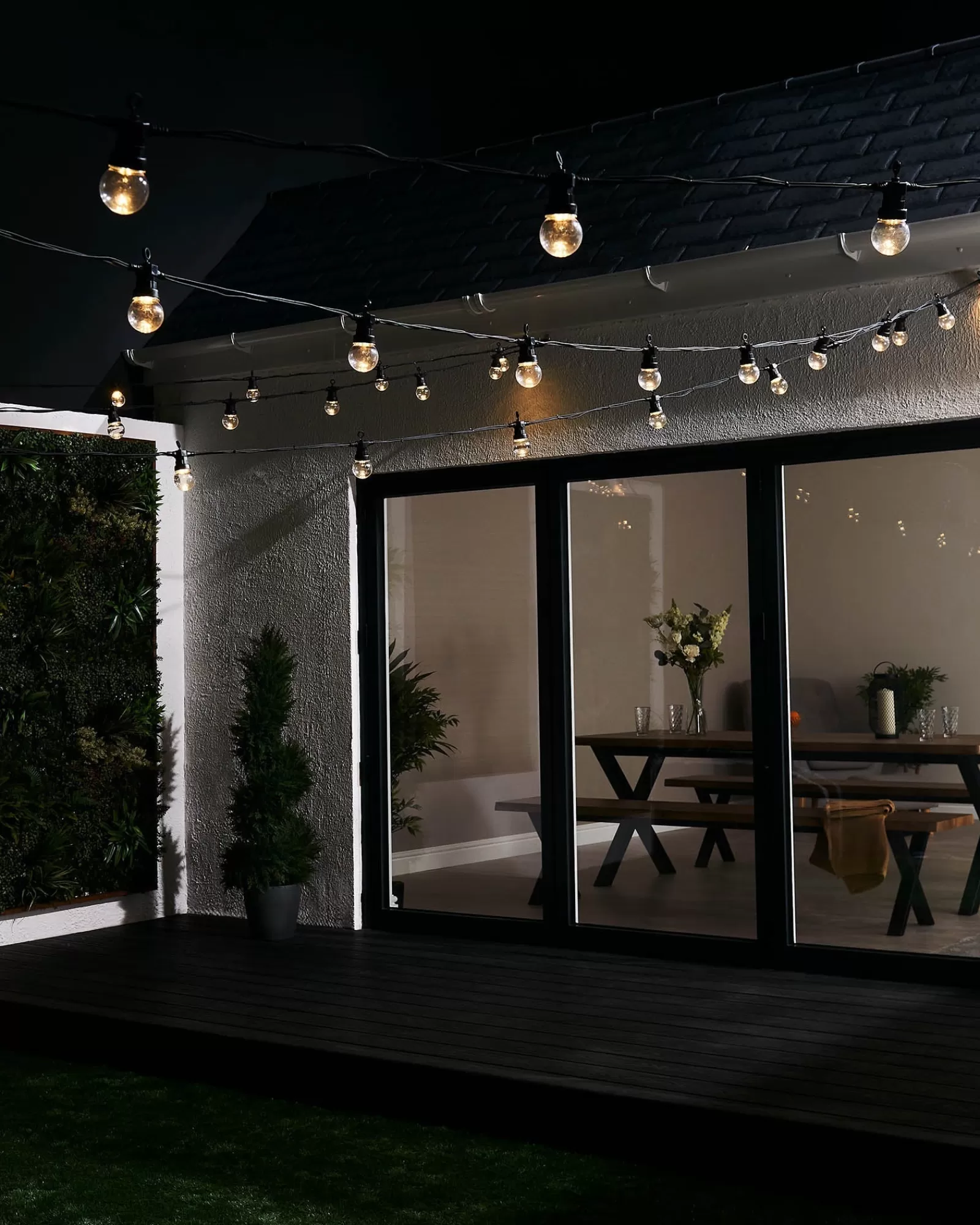 WeRChristmas Link Pro | Festoon Lights^LINK PRO LED Festoon Lights, Clear Bulb, Black Cable, Warm White