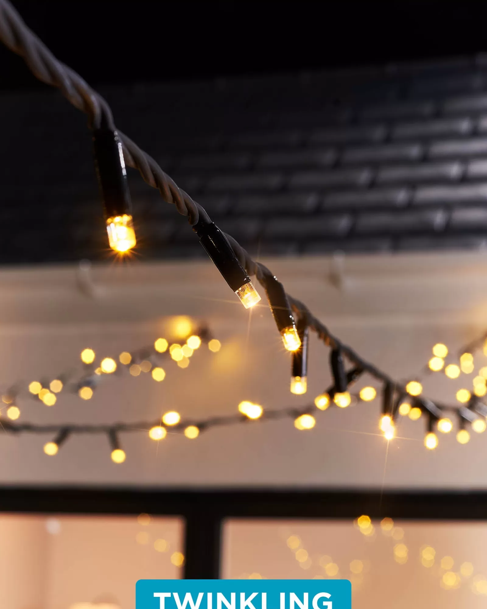 WeRChristmas Link Pro | Fairy Lights^LINK PRO Twinkle LED String Lights, Black Cable, Warm White