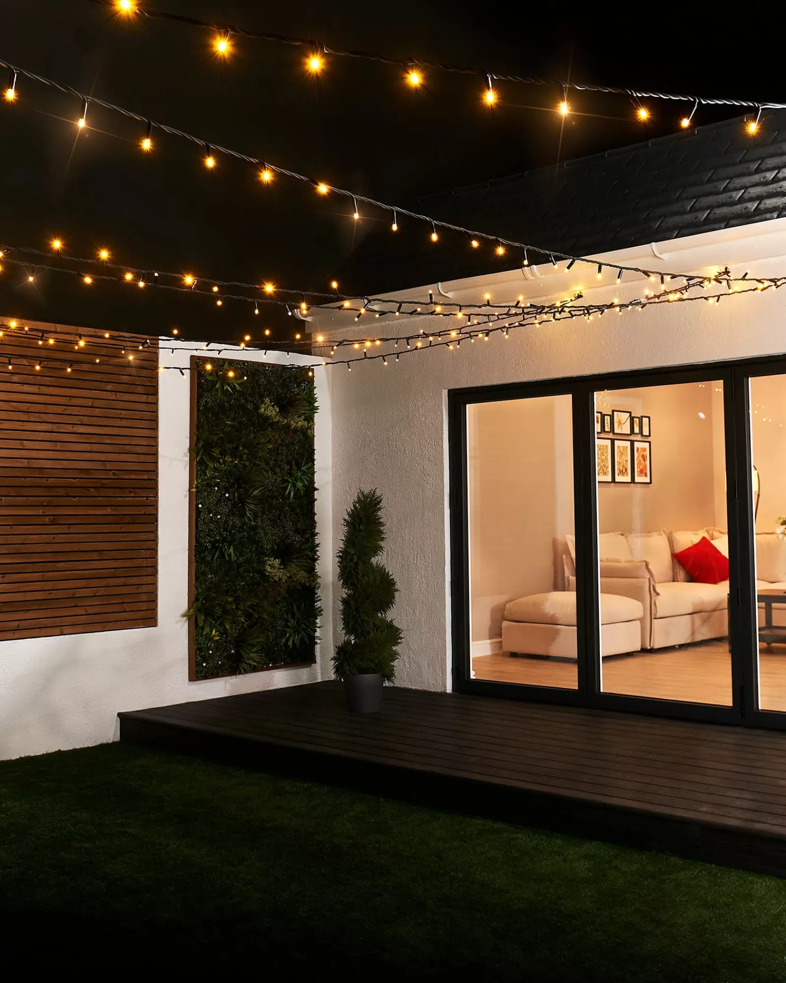 WeRChristmas Link Pro | Fairy Lights^LINK PRO Twinkle LED String Lights, Black Cable, Warm White
