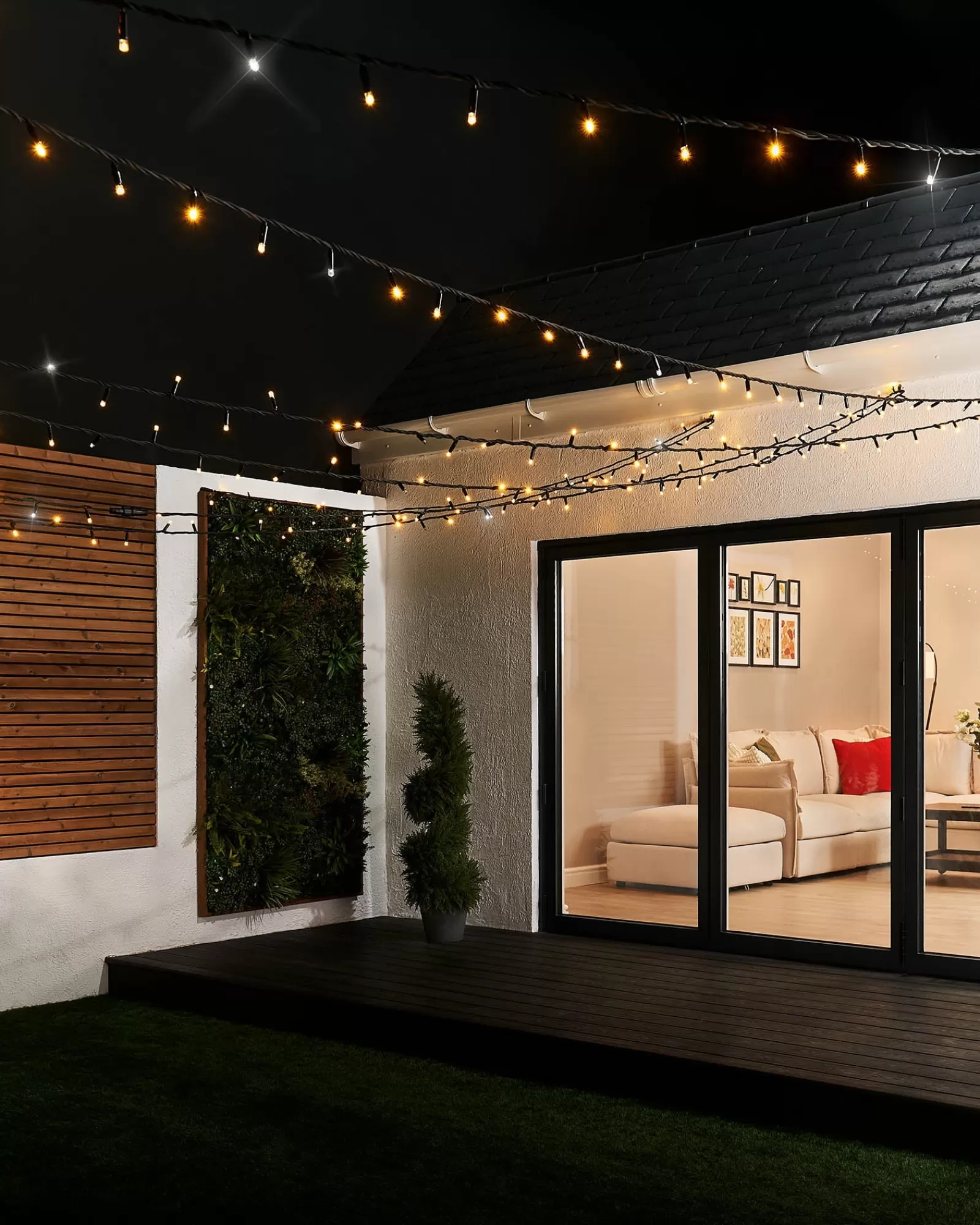 WeRChristmas Link Pro | Connectable Lights^LINK PRO Twinkle LED String Lights, Black Cable, Warm White / White