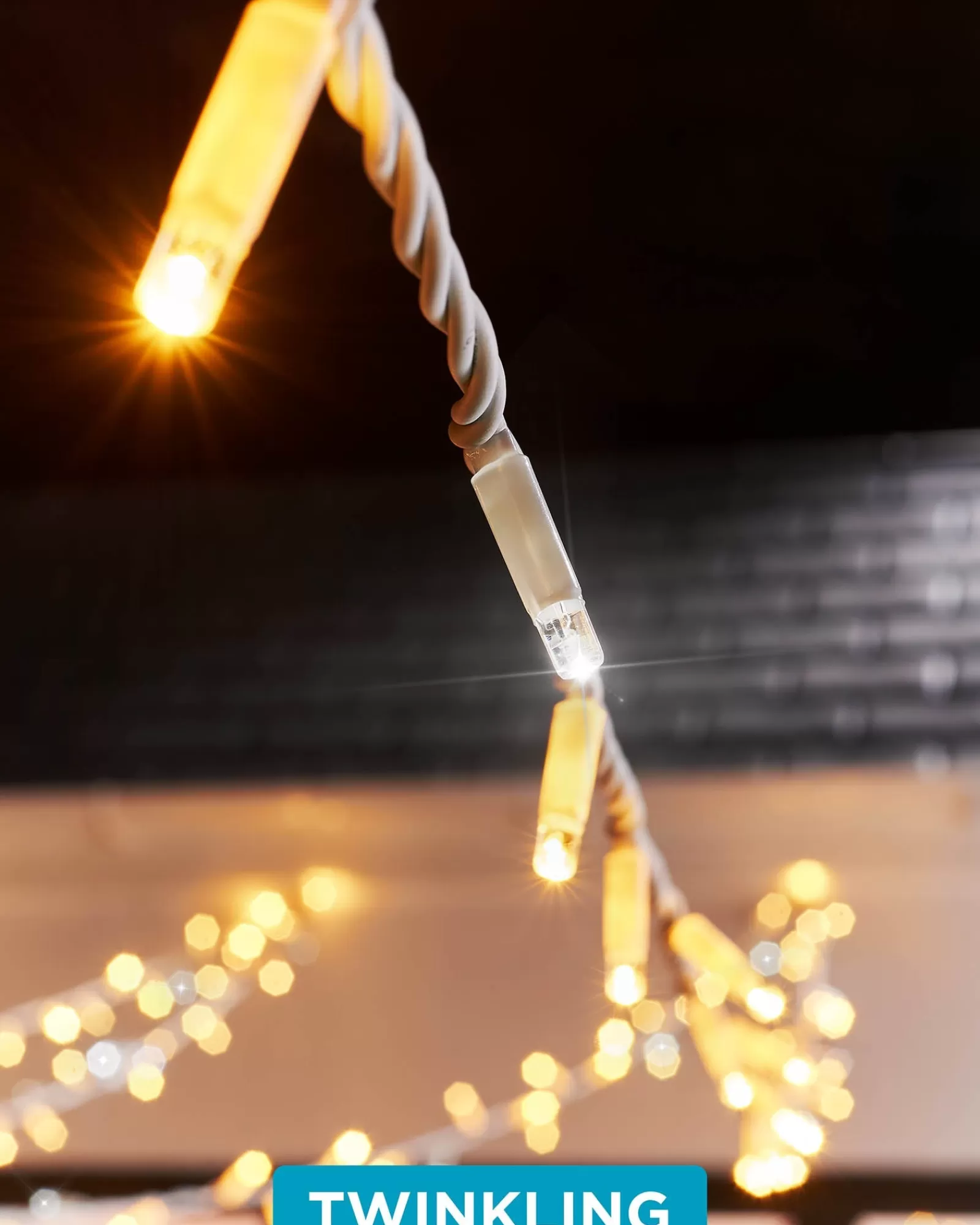 WeRChristmas Link Pro | Connectable Lights^LINK PRO Twinkle LED String Lights, White Cable, Warm White / White