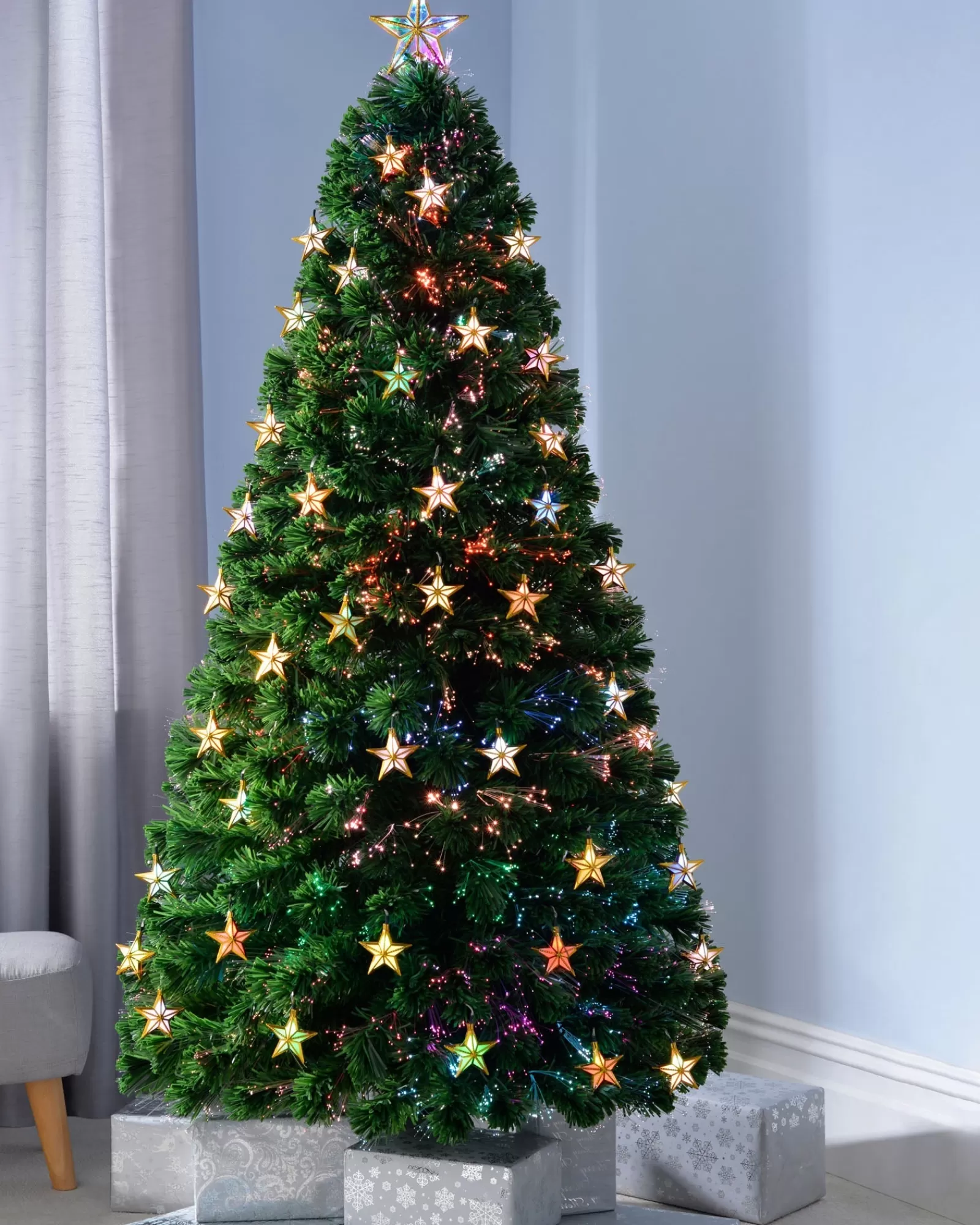 WeRChristmas Budget Christmas Trees | Fibre Optic Christmas Trees^Pre-Lit Fibre Optic Christmas Tree With Tree Topper, 5 Ft
