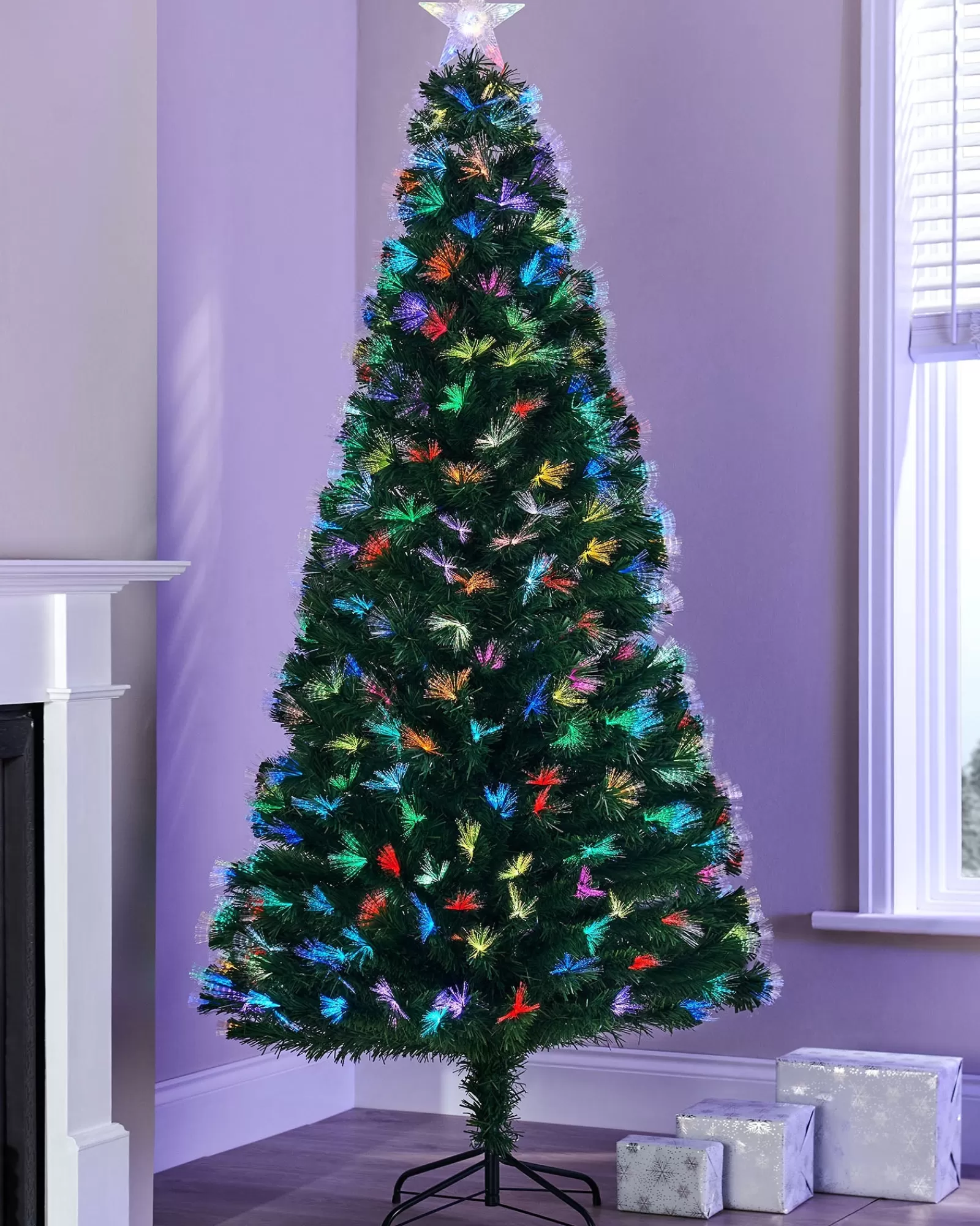 WeRChristmas Budget Christmas Trees | Fibre Optic Christmas Trees^Pre-Lit Fibre Optic Christmas Tree With Tree Topper, 7 Ft