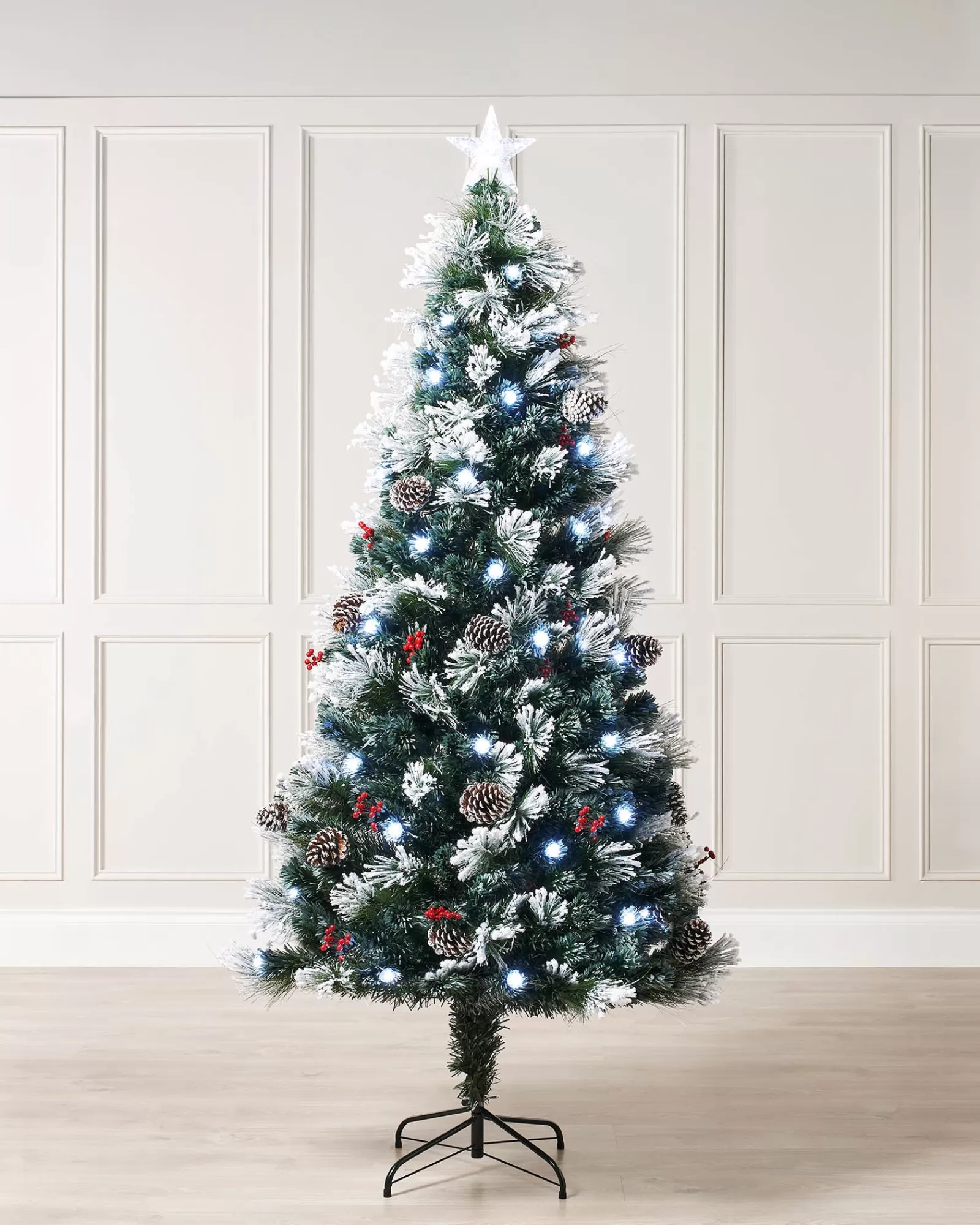 WeRChristmas Budget Christmas Trees | Fibre Optic Christmas Trees^Pre-Lit Fibre Optic Frosted Christmas Tree With Tree Topper, 5 Ft