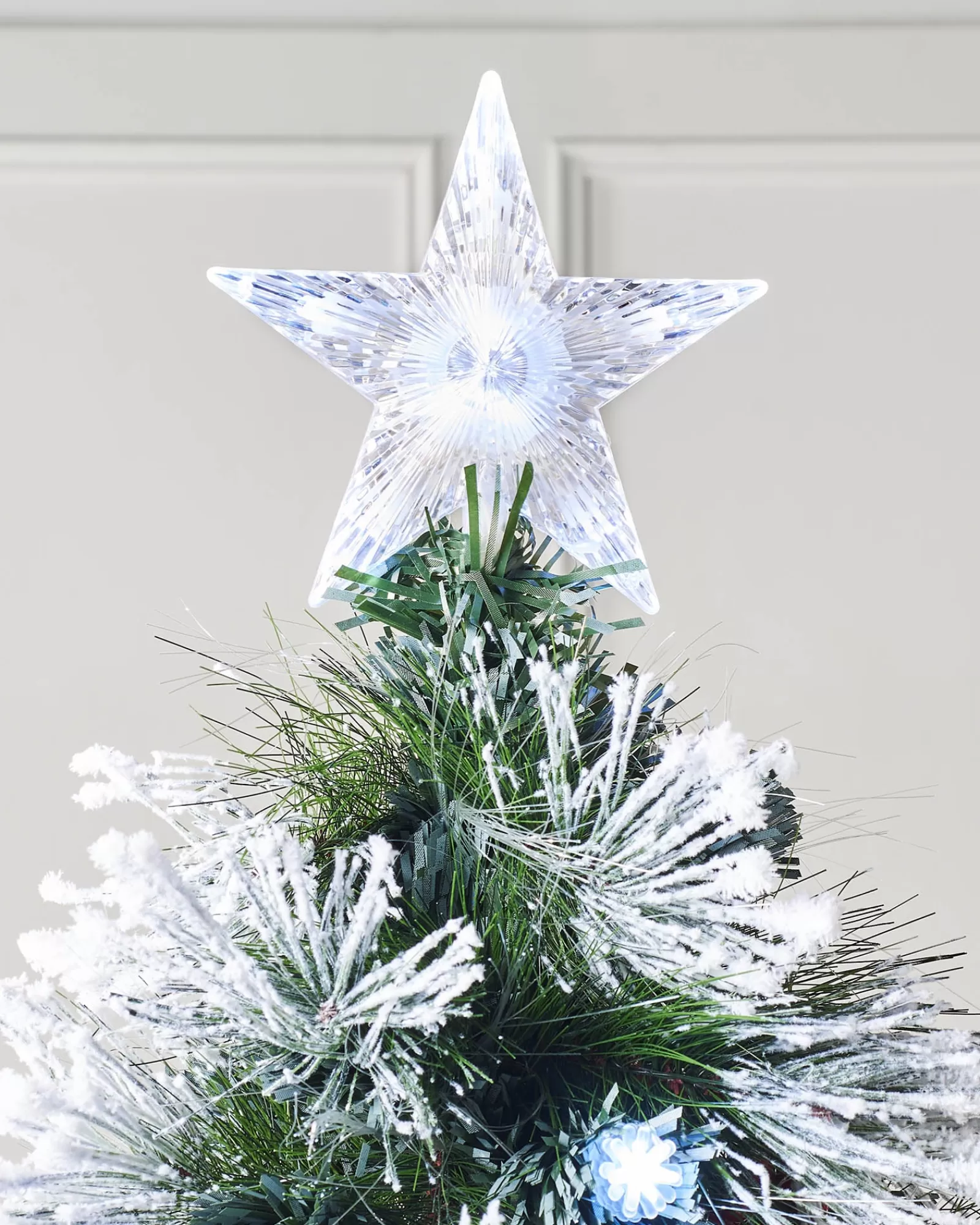 WeRChristmas Fibre Optic Christmas Trees | Snow Flocked Christmas Trees^Pre-Lit Fibre Optic Frosted Christmas Tree With Tree Topper, 7 Ft