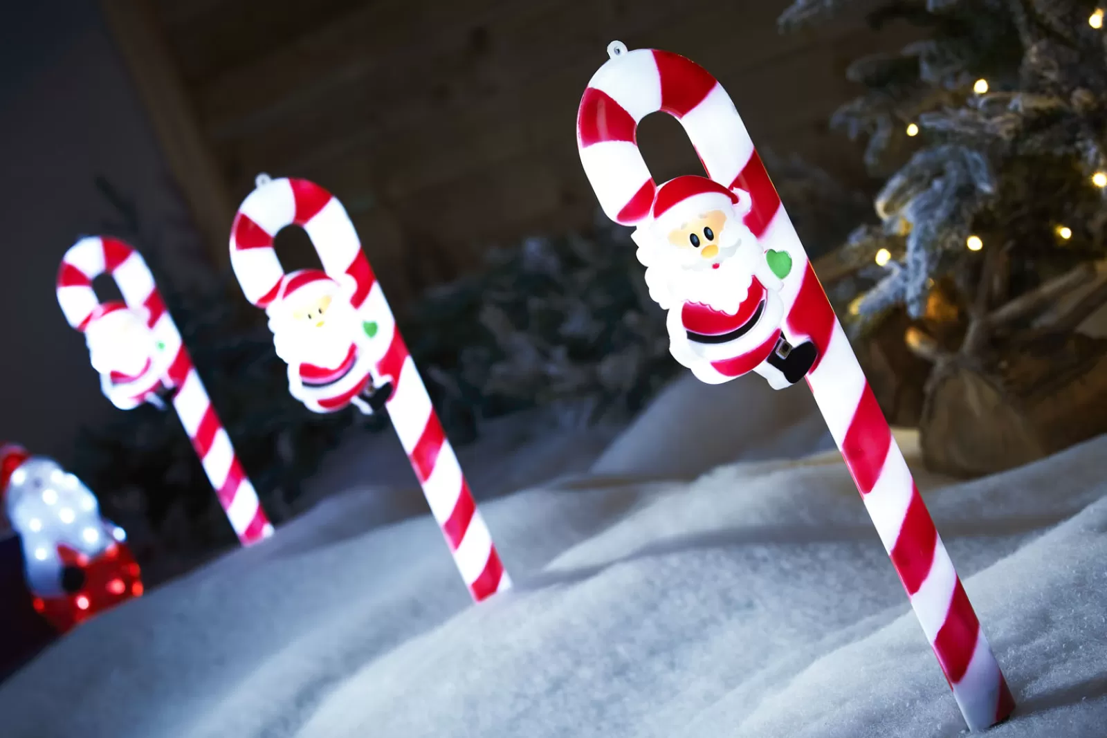 WeRChristmas Pathway Lights^Set Of 3 Candy Cane Pathway Stake Lights, 60 Cm