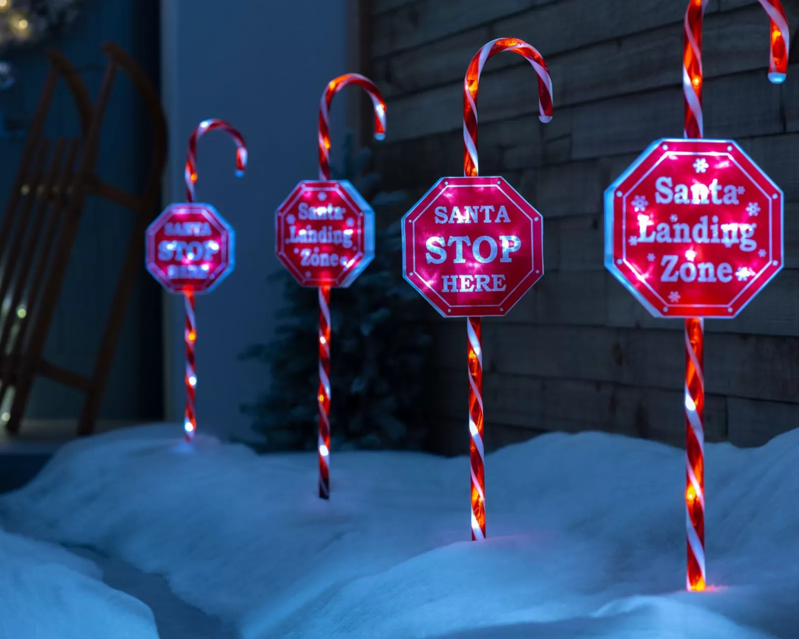 WeRChristmas Pathway Lights^Set Of 4 Candy Cane Pathway Stake Lights, 80 Cm