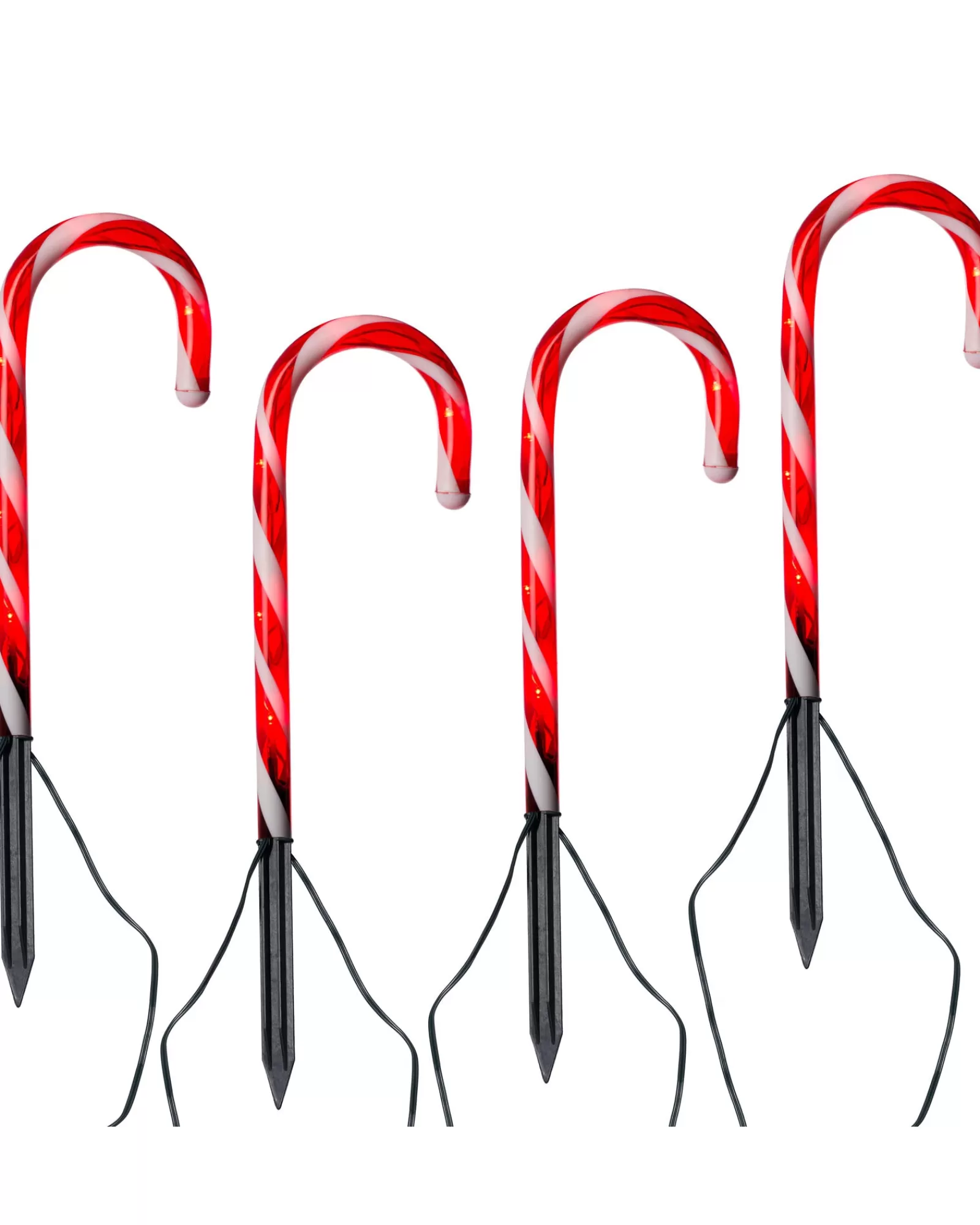 WeRChristmas Connectable Lights^Set Of 4 Connectable Candy Cane Pathway Lights, 38 Cm