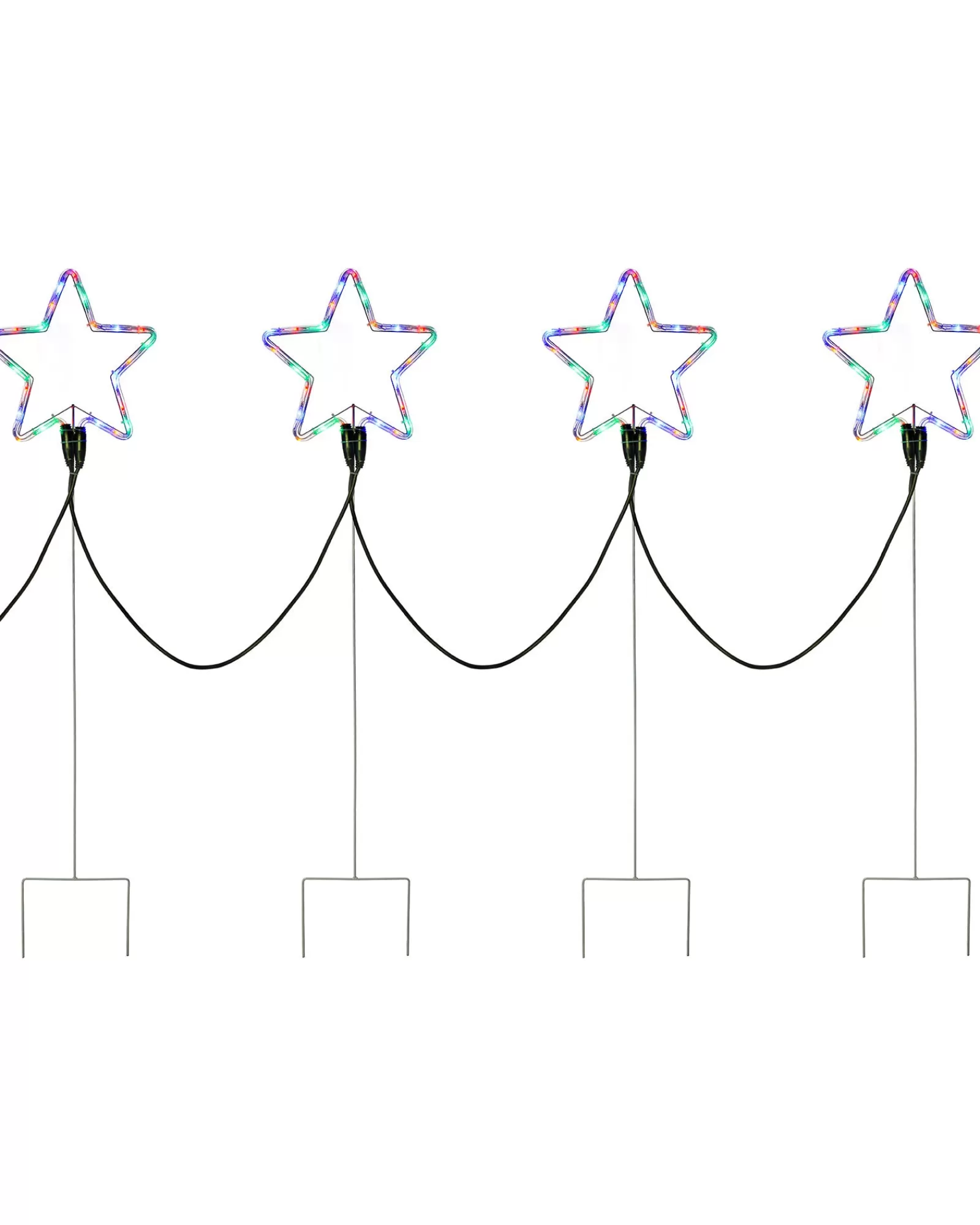 WeRChristmas Festive Star, Snowflake & Sign Lights | Pathway Lights^Set Of 4 Flashing Star Rope Light Silhouette, 120 Cm